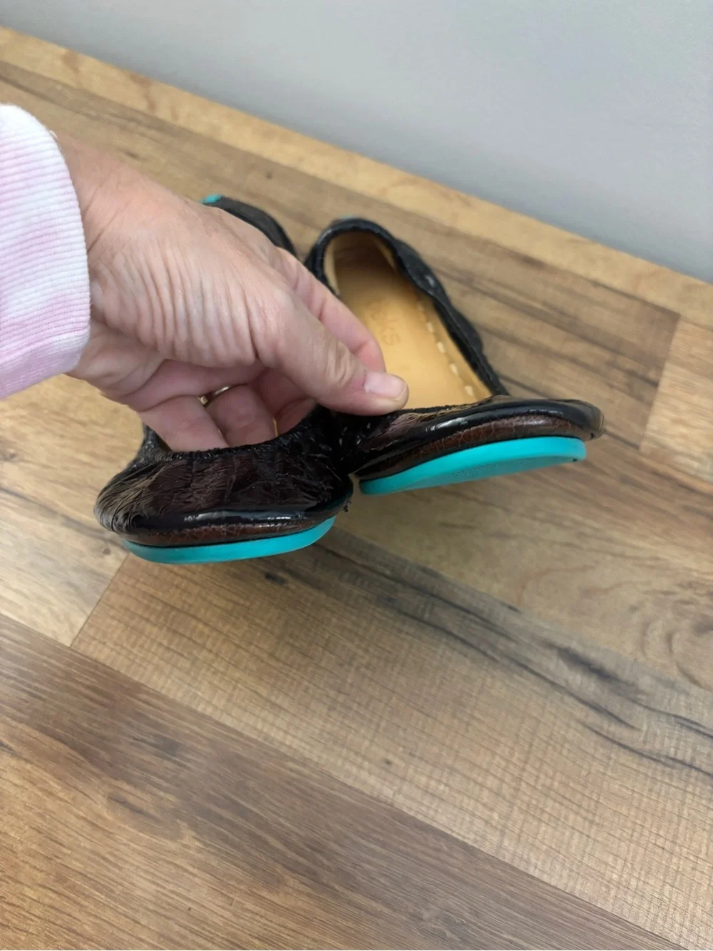 Tieks by Gavrieli Foldable Ballet Flats Obsidian Black Croc Patent